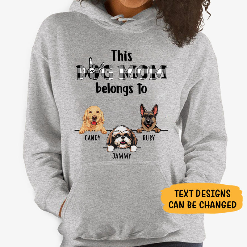 This Dog Mom Belongs To, Personalized Custom Hoodie, Sweater, T shirts, Christmas Gift for Dog Lovers