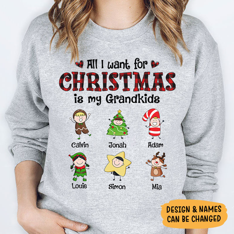 All I Want Christmas Grandkids, Personalized Custom Hoodie, Sweater, T shirts, Christmas Gift for Grandparents