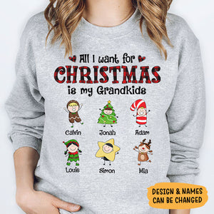 All I Want Christmas Grandkids, Personalized Custom Hoodie, Sweater, T shirts, Christmas Gift for Grandparents
