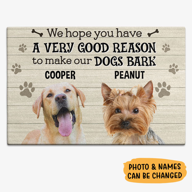 We Hope You Have Good Reason, Custom Photo Doormat, Gift For Dog Lovers, Personalized Doormat