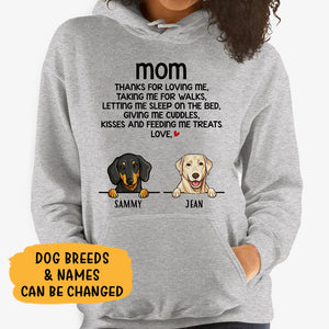 Mom, Thanks For Loving Me, Personalized Custom Hoodie, Sweater, T shirts, Christmas Gift for Dog Lovers