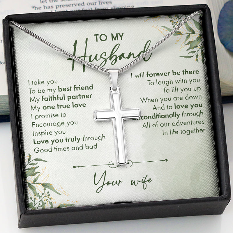 My Best Friend My Faithful Partner, Personalized Cross Necklace, Gifts For Him