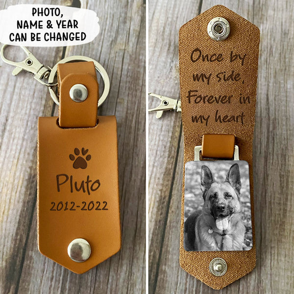 Custom Photo Keychain, Dog Memorial Gift - Once by My Side, Personalized Keychain, PersonalFury, No Gift Box / Pack 2