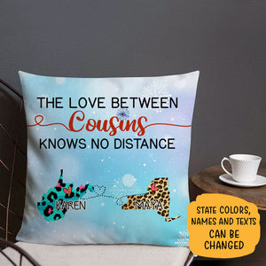 Cousins Long Distance, Personalized State Colors Pillow, Custom Christmas Gift