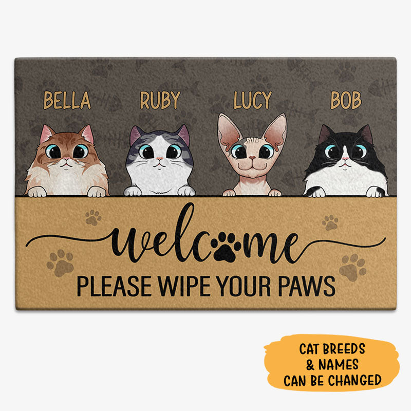 Please Wipe Your Paws Cat Doormat, Gift For Cat Lovers