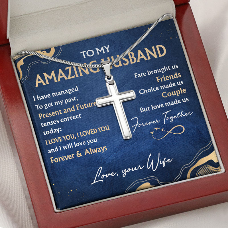 My Past Present And Future , Personalized Cross Necklace, Gifts For Him