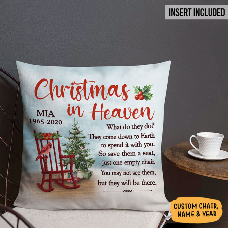 Christmas In Heaven, Memorial Gift, Personalized Pillow