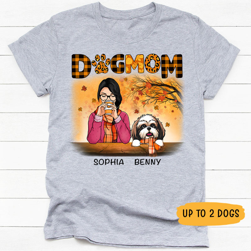 Dog Mom Autumn, Gift For Dog Mom, Custom Shirt For Dog Lovers, Personalized Gifts