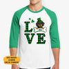 Love, Dog Lover Shirt, Personalized St. Patrick's Day Unisex Raglan Shirt, St Patricks Day