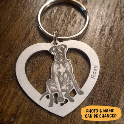 Personalized Photo Heart Keychain, Custom Memorial Gifts, Gift For Pet Lovers