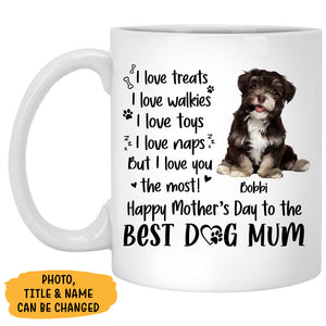 I Love Treats I Love Walkies, Personalized Mug, Gift For Dog Mom, Mother's Day Gift, Custom Photo