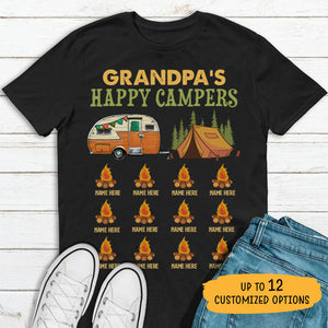 Grandpa's Happy Campers Shirt, Personalized Camping Gift, Custom Father's Day Gift