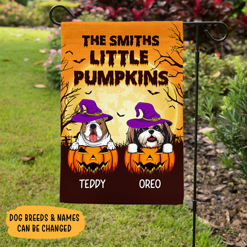 Dog Little Pumpkins, Personalized Garden Flags, Halloween Decoration For Dog Lovers