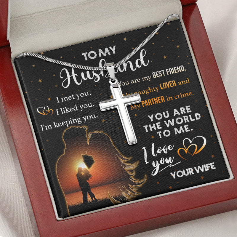 You Are The World To Me, Personalized Cross Necklace, Gift For Him