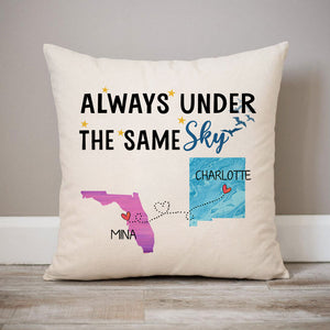Always under the same sky, Personalized Pillow, Long Distance Gift, Father's Day gift