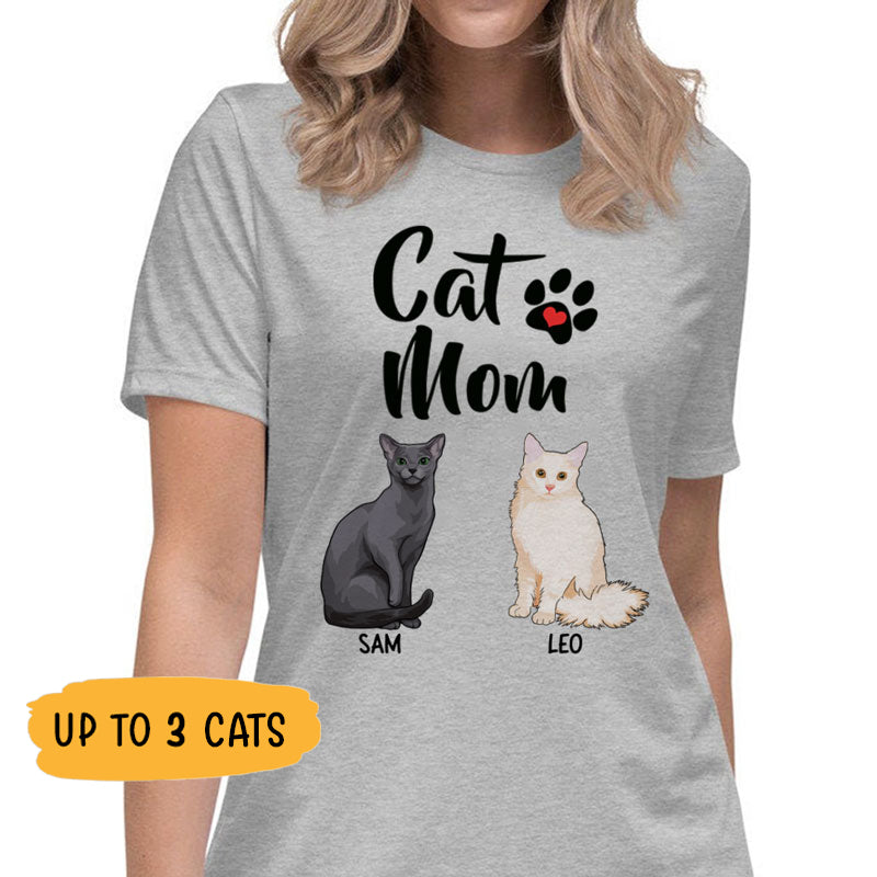 Cat Mom, Personalized Shirt, Custom Gift for Cat Lovers, Custom Tee