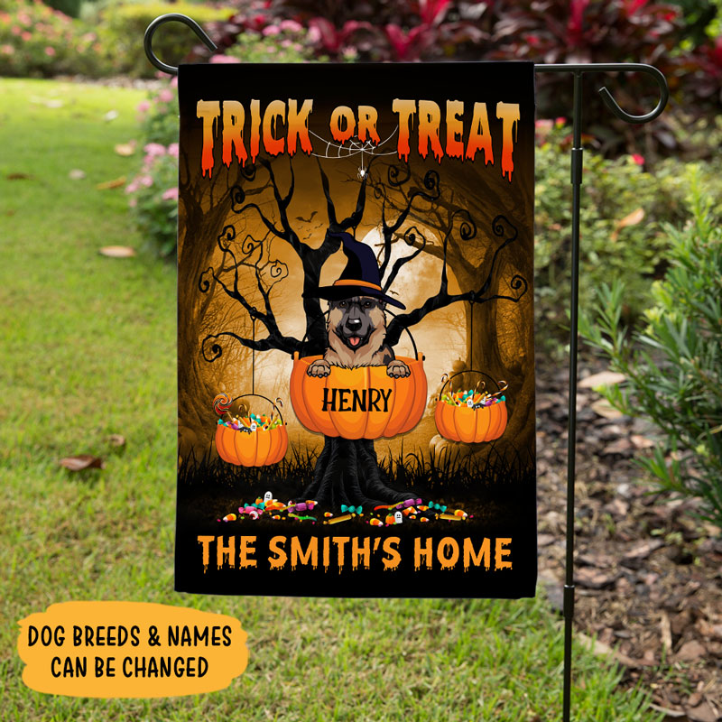 Dog Trick Or Treat, Personalized Garden Flags, Halloween Decoration For Dog Lovers