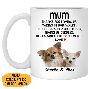 Thanks For Loving Me, Personalized Accent Mug, Custom Gift For Dog Lovers, Mother's Day Gifts, Custom Photo