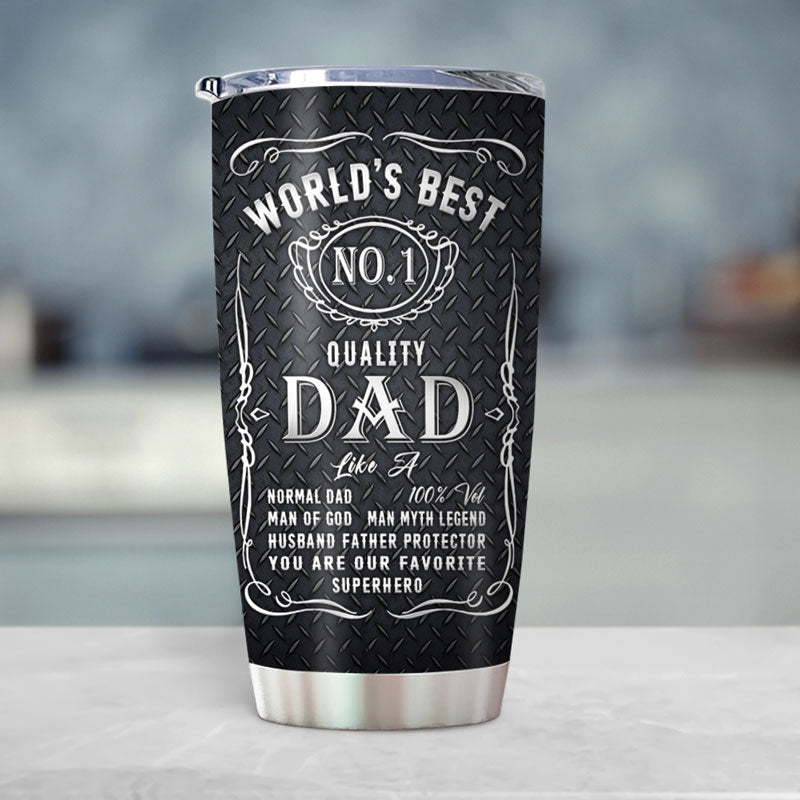 World Best No.1 DAD, Diamond Plate, Personalized Tumbler Cup, Gifts For Father's Day