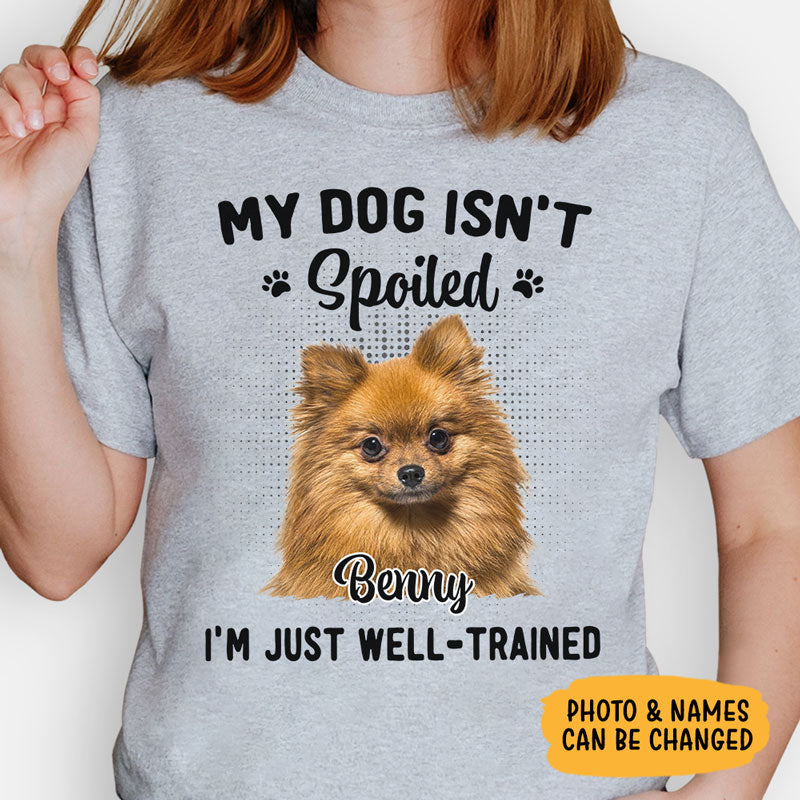 My Dog Isn't Spoiled I'm Just Well-Trained, Personalized Shirt, Custom Gifts For Dog Lovers, Custom Photo