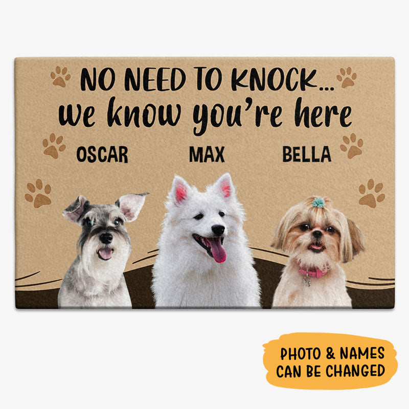 No Need To Knock, Custom Photo Doormat, Gift For Pet Lovers, Personalized Doormat, New Home Gift
