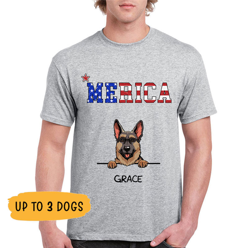 Merica, Personalized Shirt, Customized Gifts for Dog Lovers, Custom Tee