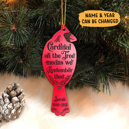 Cardinal On The Tree Memorial Ornament, Christmas Shaped Ornament, Christmas Decoration