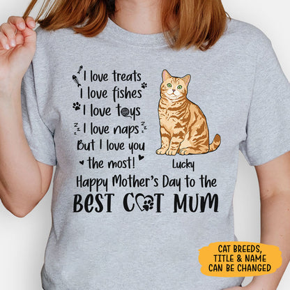 I Love Treats I Love Fishes, Personalized Mother's Day Shirt, Gifts For Cat Mom