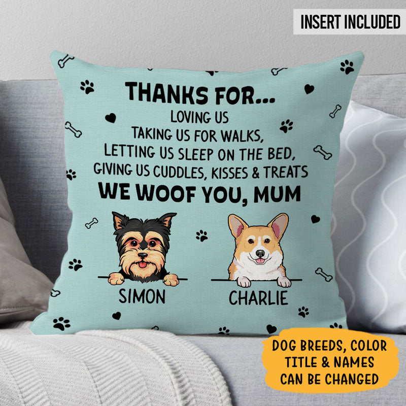 Giving Me Cuddles, Personalized Pillow, Custom Gift For Dog Lovers, Mother's Day Gifts