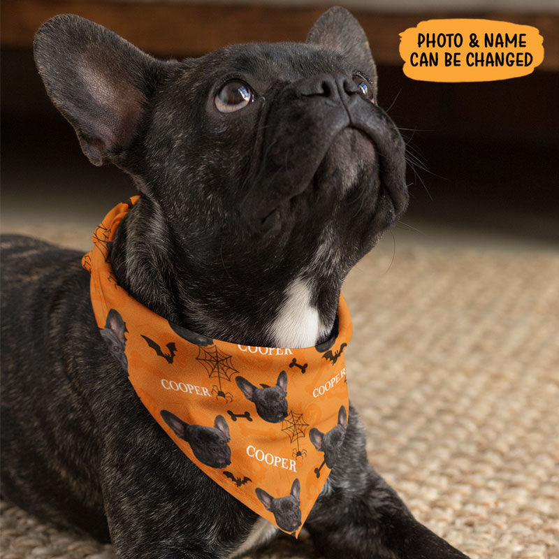 Halloween Pattern Dog Bandana, Custom Photo Personalized Bandana, Halloween Costumes for Dogs