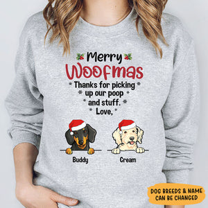 Merry Woofmas, Thanks For Picking Up, Personalized T-Shirt, Christmas Gifts for Dog Lovers
