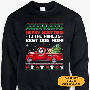 Merry Woofmas Best Dog Mom, Personalized Custom Sweaters, T-shirts, Christmas Gifts for Dog Lovers