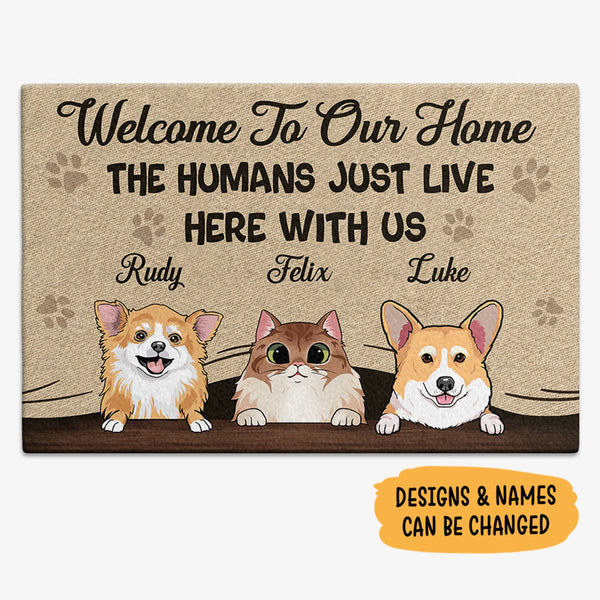 Where Humans And Dogs Belong - Personalized Custom Doormat