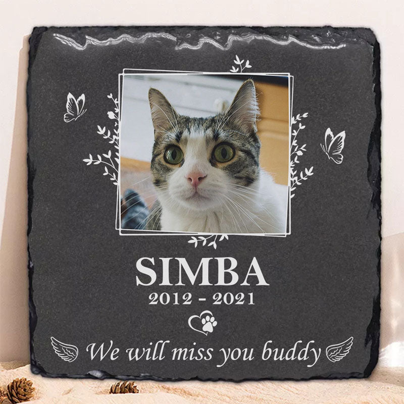 We Will Miss You Buddy, Memorial Gift For Pet Lovers, Custom Photo, Personalized Pet Memorial Stone