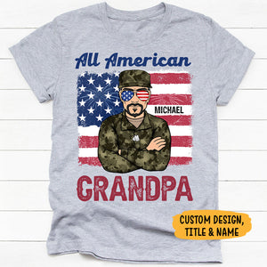 All American Dad or Grandpa Old Man, July 4th, Personalized Shirt, Father Gifts