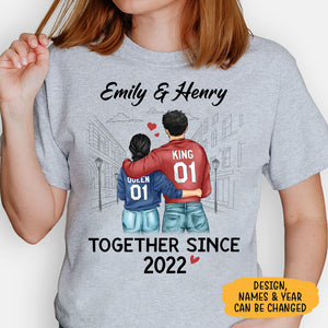 Together Since Queen King Couple, Personalized Unisex Shirt, Anniversary Gifts For Couple