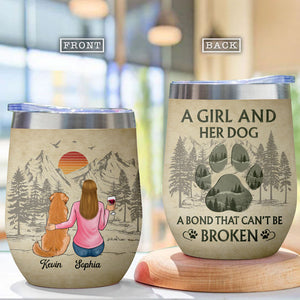 A Girl And Her Dogs, Personalized Wine Tumbler Cup, Custom Gift For Dog Lovers, Mother's Day Gifts