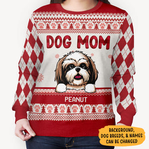 Dog Mom, Personalized All-Over-Print Sweatshirt, Gift For Dog Lovers