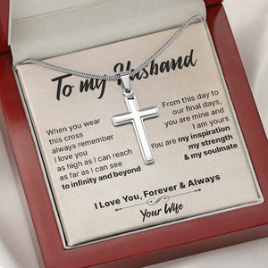 I Love You To Infinity And Beyond, Personalized Cross Necklace, Gifts For Him