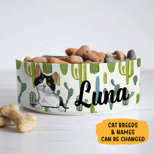 Personalized Custom Cat Bowls, Desert Cactus, Gift for Cat Lovers