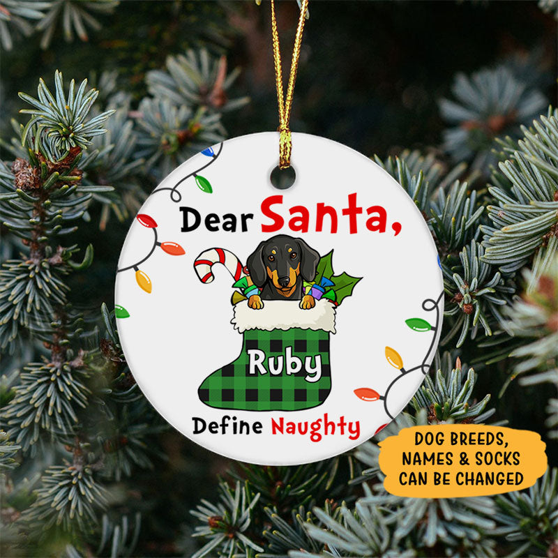 Define Naughty, Personalized Christmas Ornaments, Custom Gift for Dog -  PersonalFury