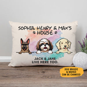 Live Here Too, Personalized Pillows, Custom Gift for Dog Lovers