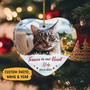 Forever In Our Hearts, Personalized Heart Ornaments, Memorial Gifts, Custom Gift for Pet Lovers