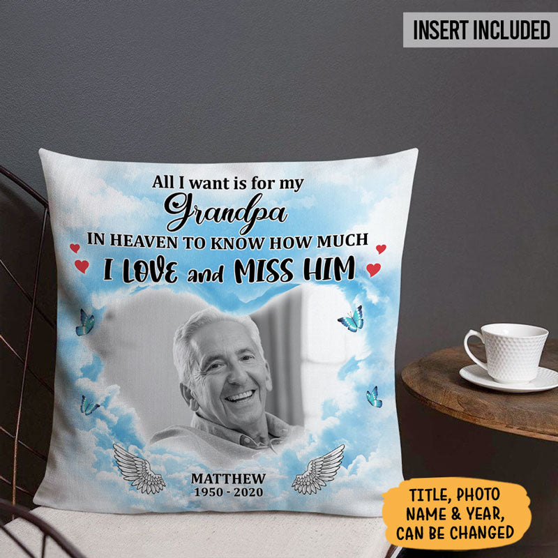 All I Want Is Mom And Dad Memorial, Custom Photo Pillow, Personalized Pillows, Custom Gift for Parents