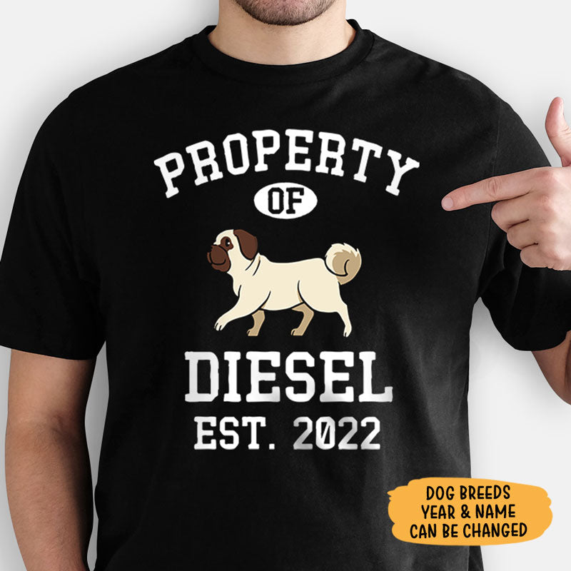 Property Of Pug Personalized Shirt, Custom Gifts For Dog Lovers