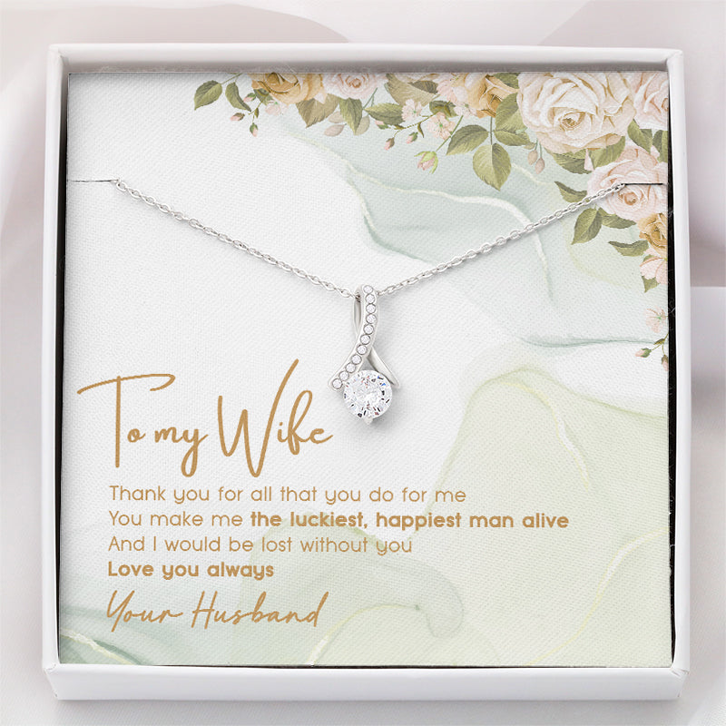 The Luckiest Happiest Man Alive, Personalized Luxury Necklace, Message Card Jewelry, Gift For Her