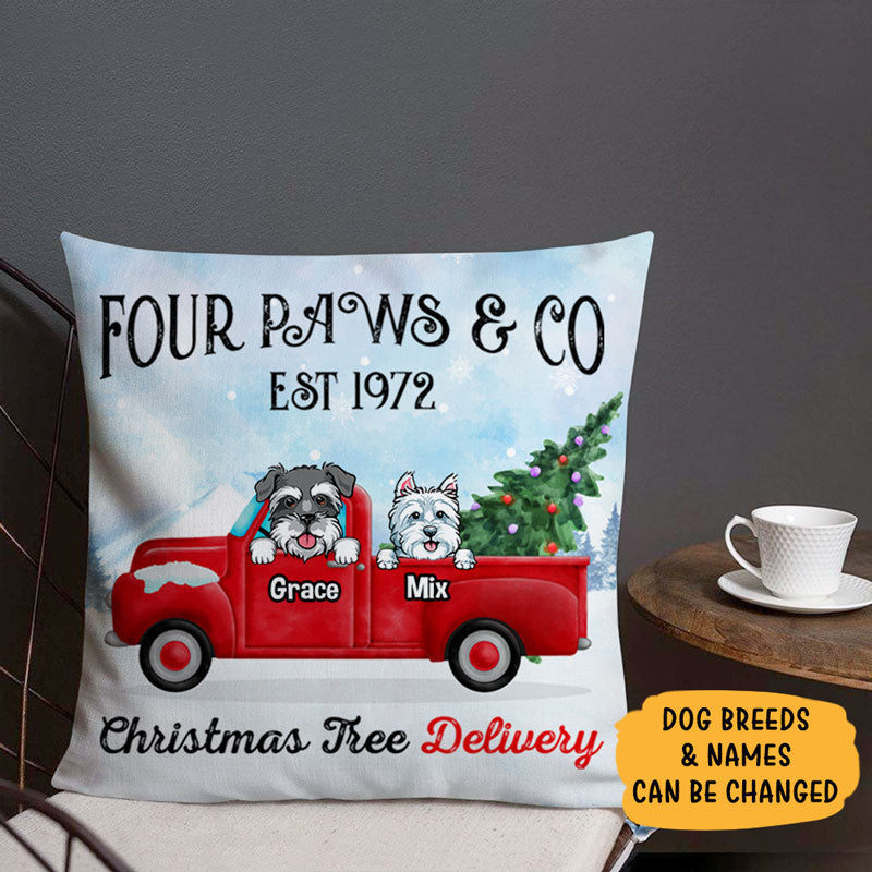 Four Paws, Personalized Pillows, Custom Gift for Dog Lovers