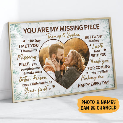 You Are My Missing Piece, Personalized Poster, Anniversary Gift For Couple, Custom Photo