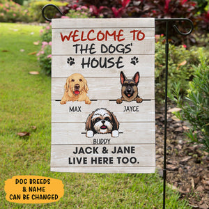Welcome To The Dog House, Custom Flags, Christmas Printing Dog Flags, Personalized Dog Decorative Garden Flags