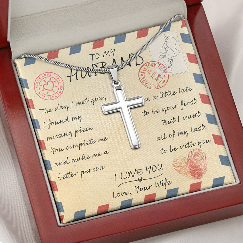 The Day I Met You, Personalized Cross Necklace, Valentine's Day Gifts For Him